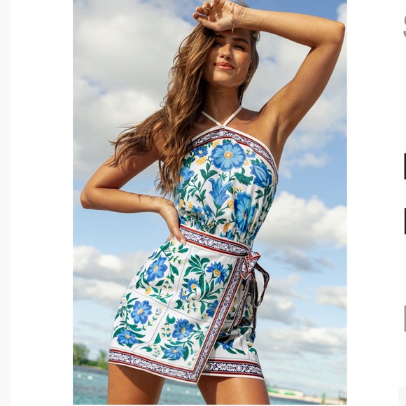 Cupshe Dresses & Skirts - Cupshe Dress Medium Sleeveless Blue White Bahama Honey Floral Mini New Vacation